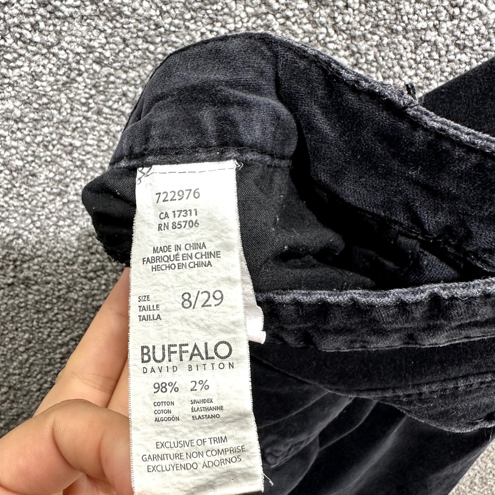 Buffalo David Bitton Velveteen Pants Women 8/29 Black Mid Rise‎ Skinny 5 Pocket - Picture 4 of 15